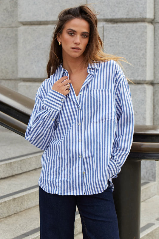 STORIES BE TOLD // You Got This Poplin Oversized Shirt BLUE