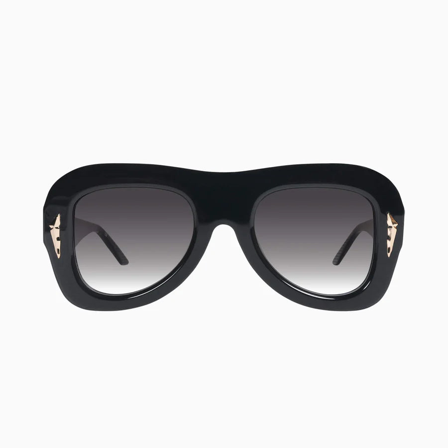 VALLEY // Bowery GLOSS BLACK w. GOLD METAL/BLACK GRADIENT LENS