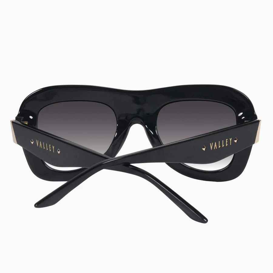 VALLEY // Bowery GLOSS BLACK w. GOLD METAL/BLACK GRADIENT LENS