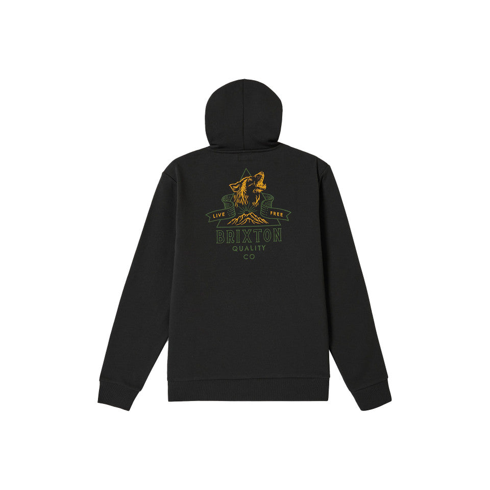 BRIXTON // Roaring Wolf Hoodie WASHED BLACK