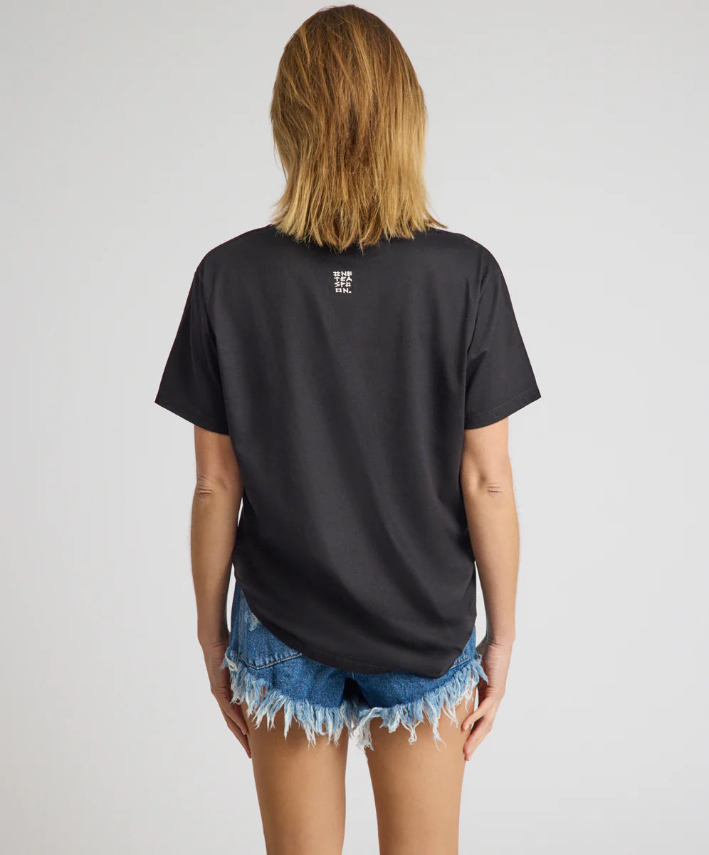 ONE TEASPOON // Brushed Bowerbird Boyfriend Tee BLACK