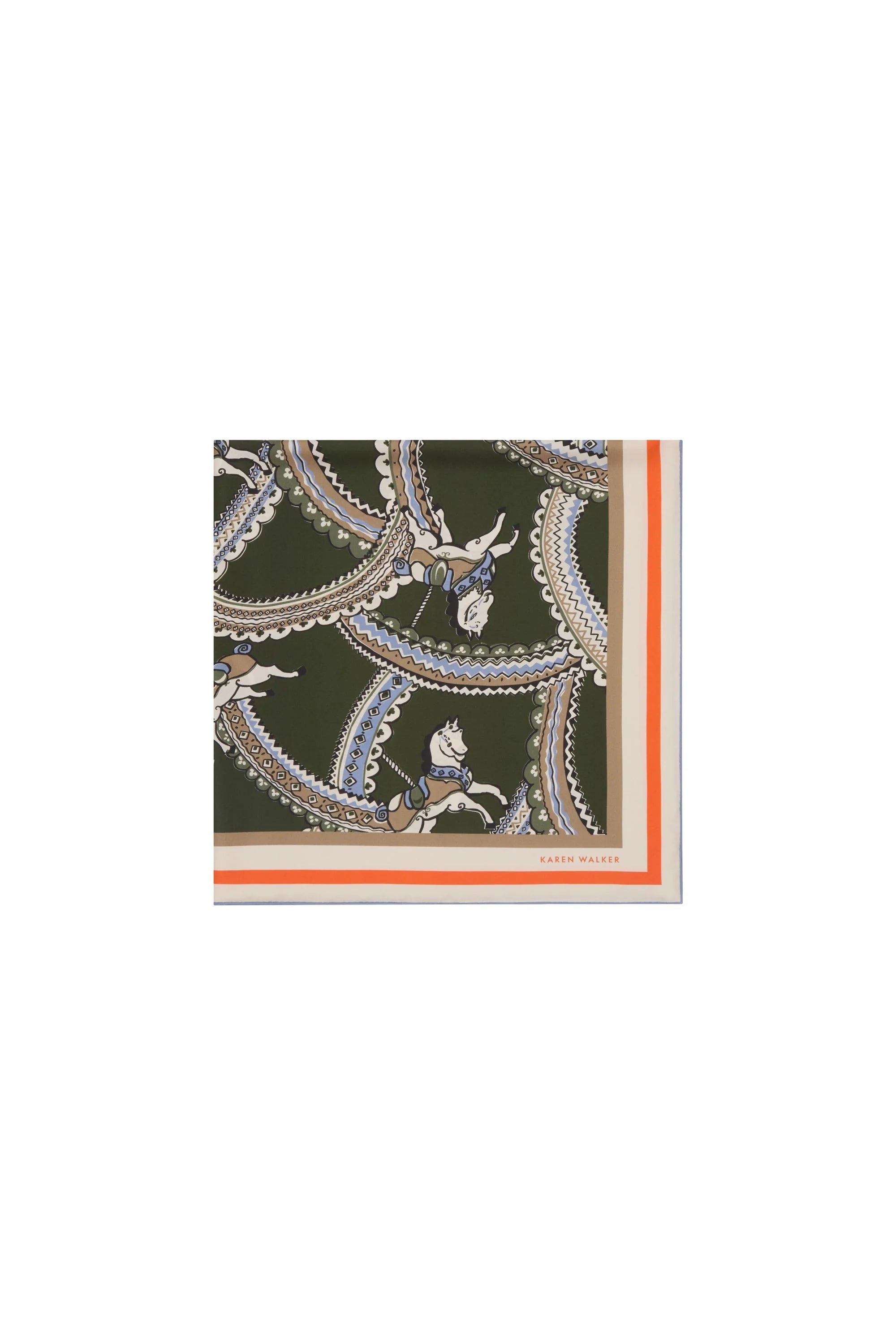 Carousel Classic Silk Scarf OLIVE MULTI