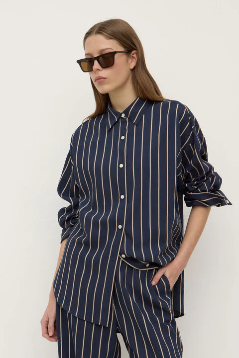ASSEMBLY LABEL // Colleen Stripe Shirt NAVY/TAN