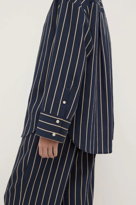 ASSEMBLY LABEL // Colleen Stripe Shirt NAVY/TAN