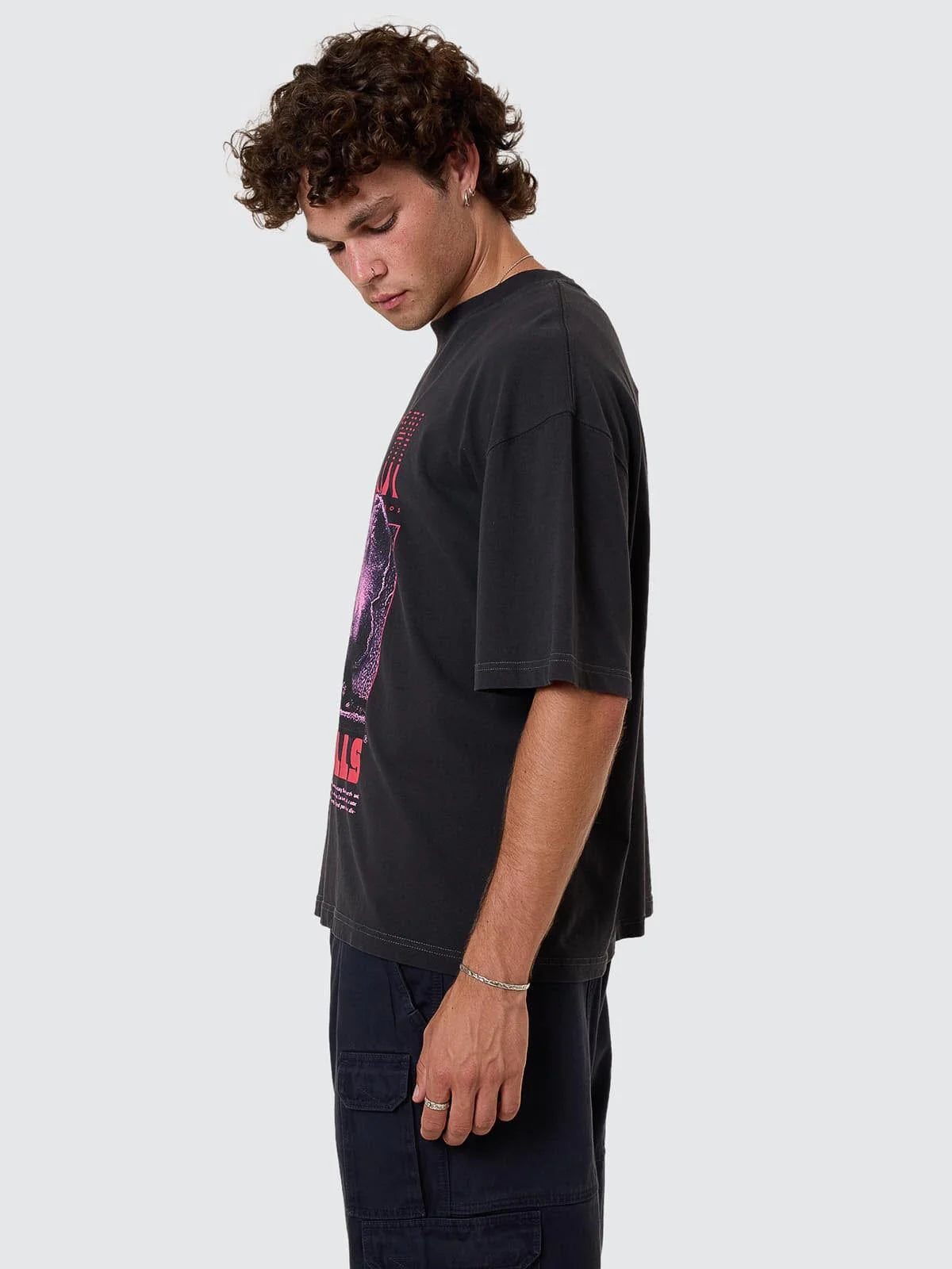 THRILLS // Constant Chaos Box Fit OS Short Tee BLUE GRAPHITE