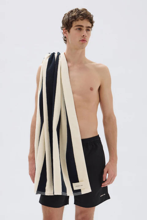 ASSEMBLY LABEL // Cotton Stripe Beach Towel NAVY CREAM