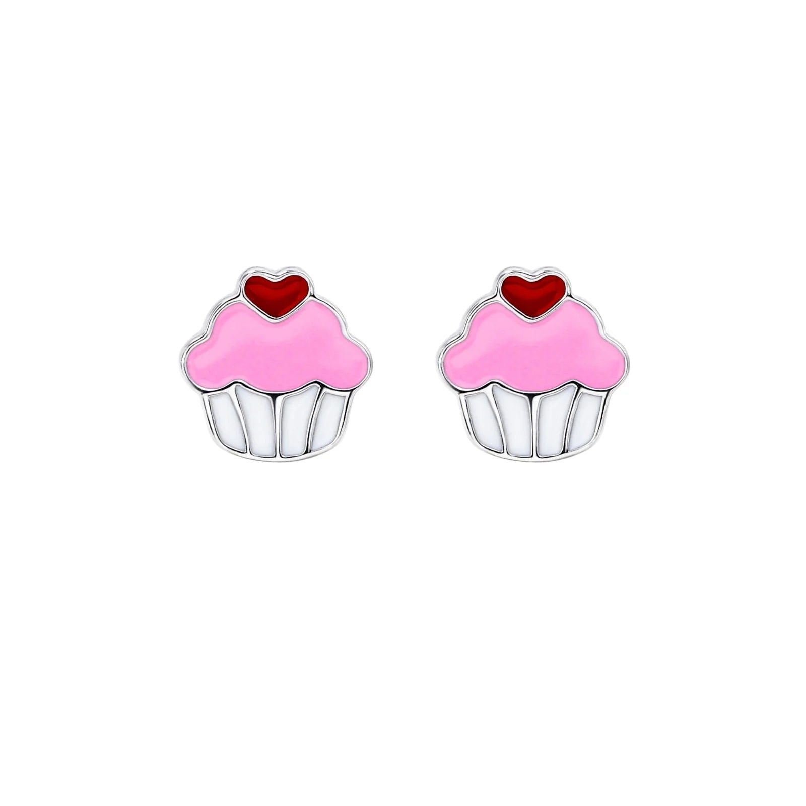 SILVER LININGS // Kids Cupcake Enamel Studs