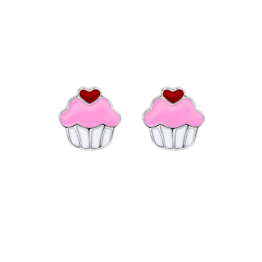 SILVER LININGS // Kids Cupcake Enamel Studs