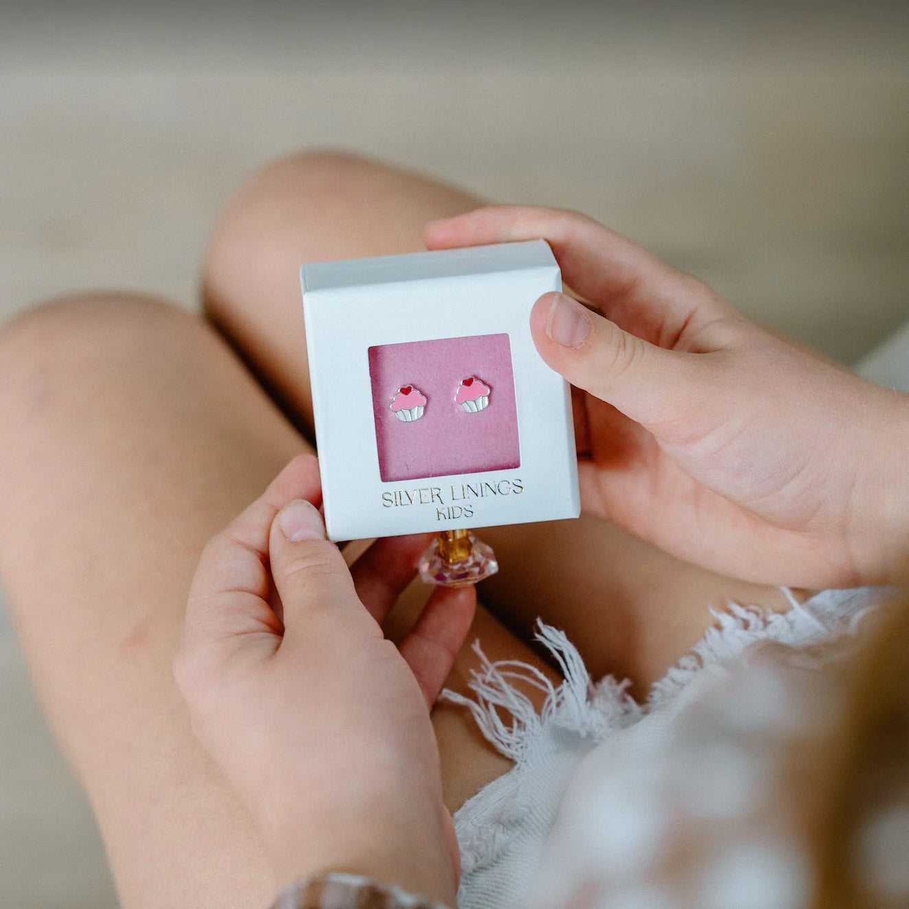SILVER LININGS // Kids Cupcake Enamel Studs