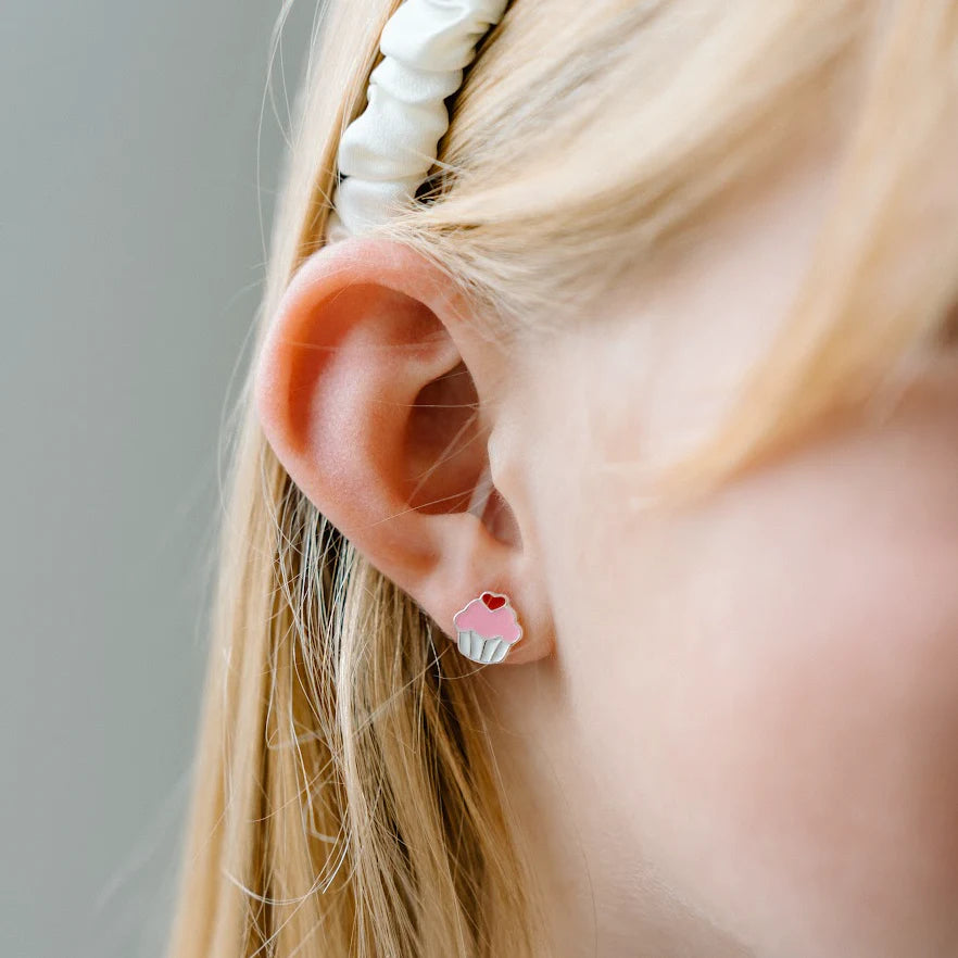 SILVER LININGS // Kids Cupcake Enamel Studs