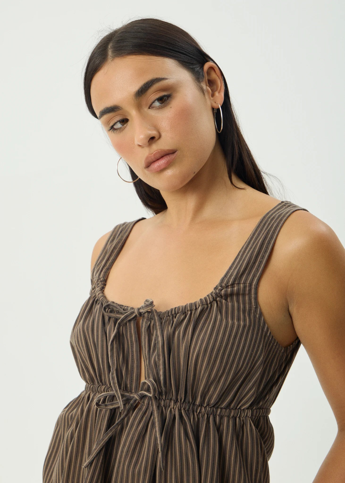 AFENDS // Cyrus Tie Top COFFEE STRIPE