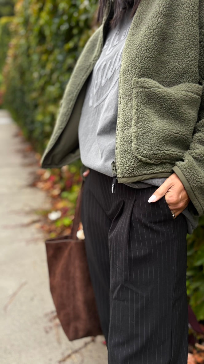Pinstripe Low Rise Trouser BLACK