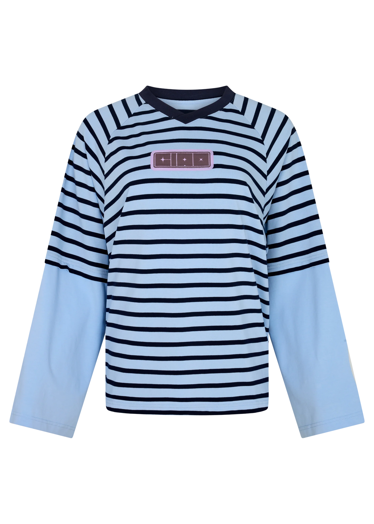 Double Trouble LS Tee BLUE STRIPE
