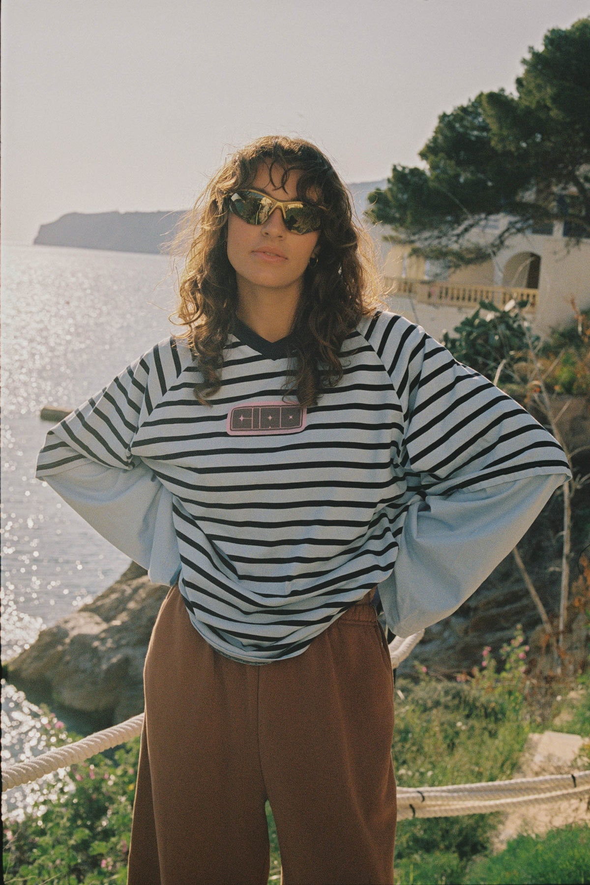 Double Trouble LS Tee BLUE STRIPE