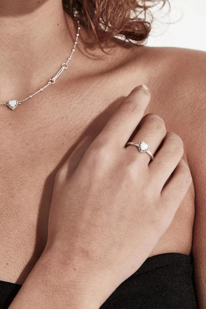 Dahlia's Heart Ring OPAL