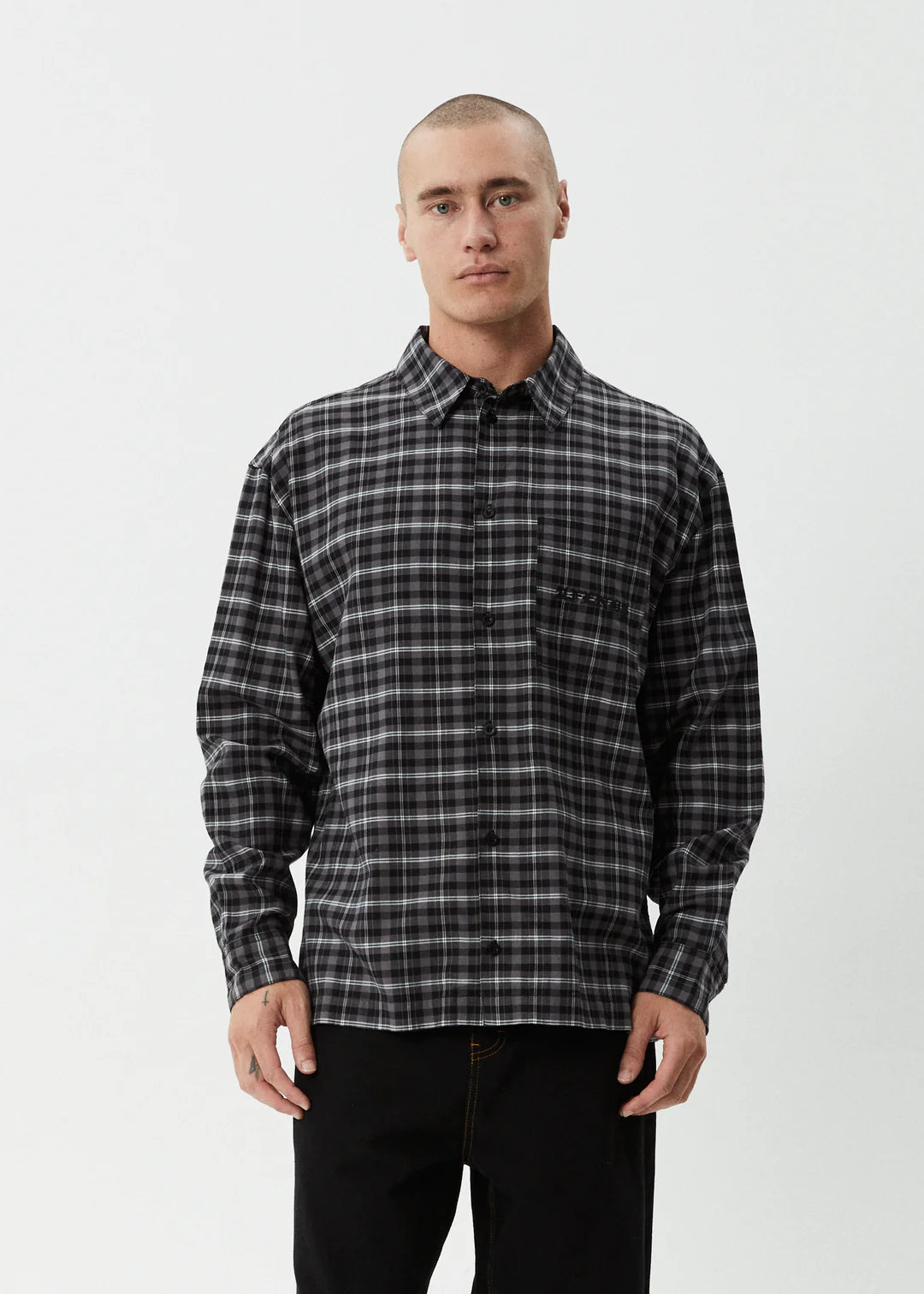 AFENDS // Darkness LS Shirt BLACK CHECK