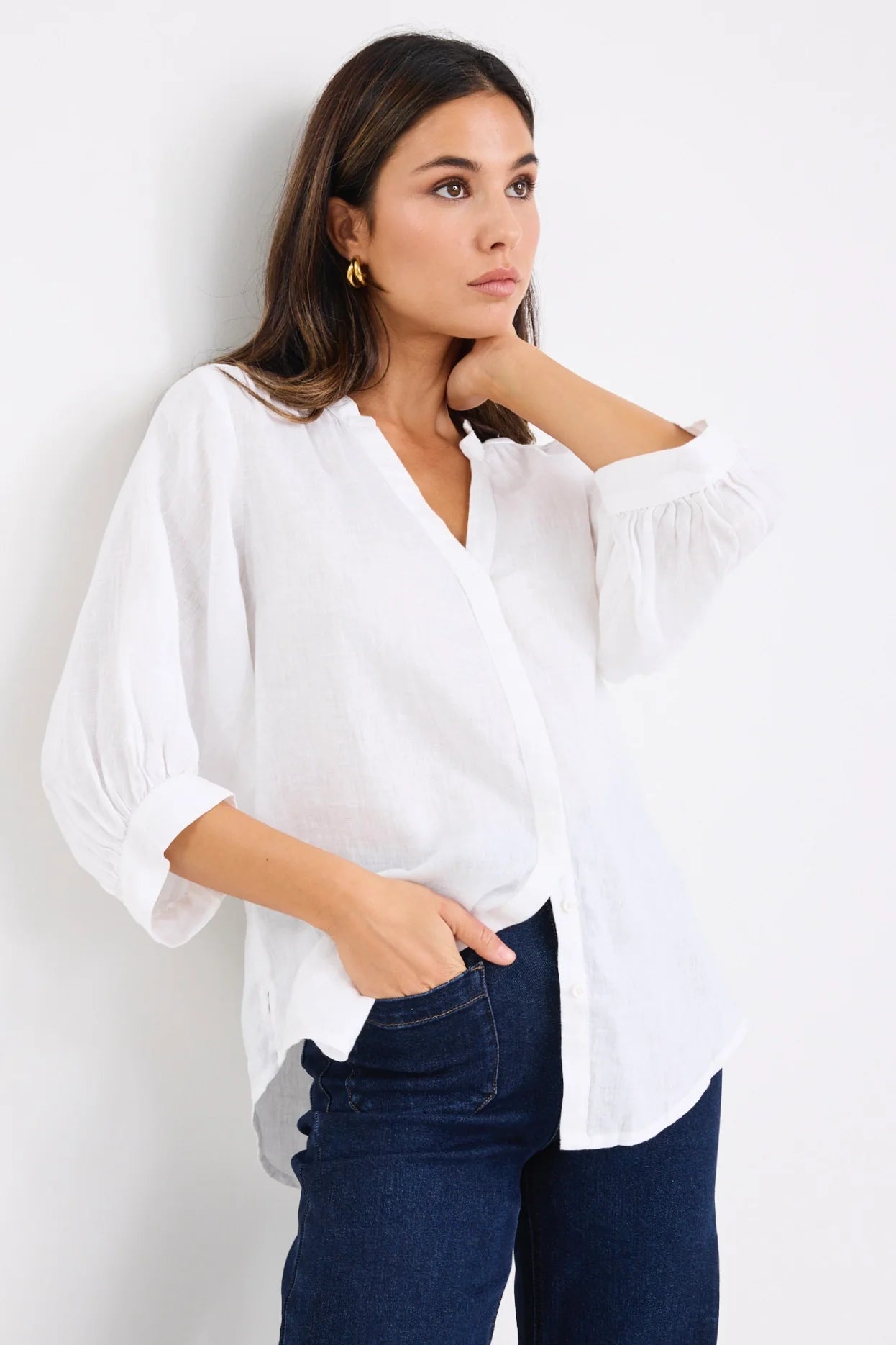 BY ROSA // Deity Linen Blouse WHITE