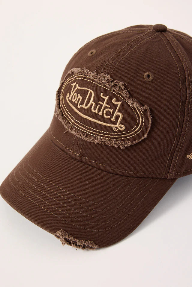 Oval Distressed Dad Cap BROWN