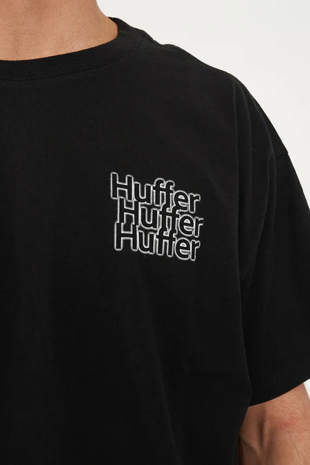 HUFFER // Block Crop Tee 220 DITHER BLACK
