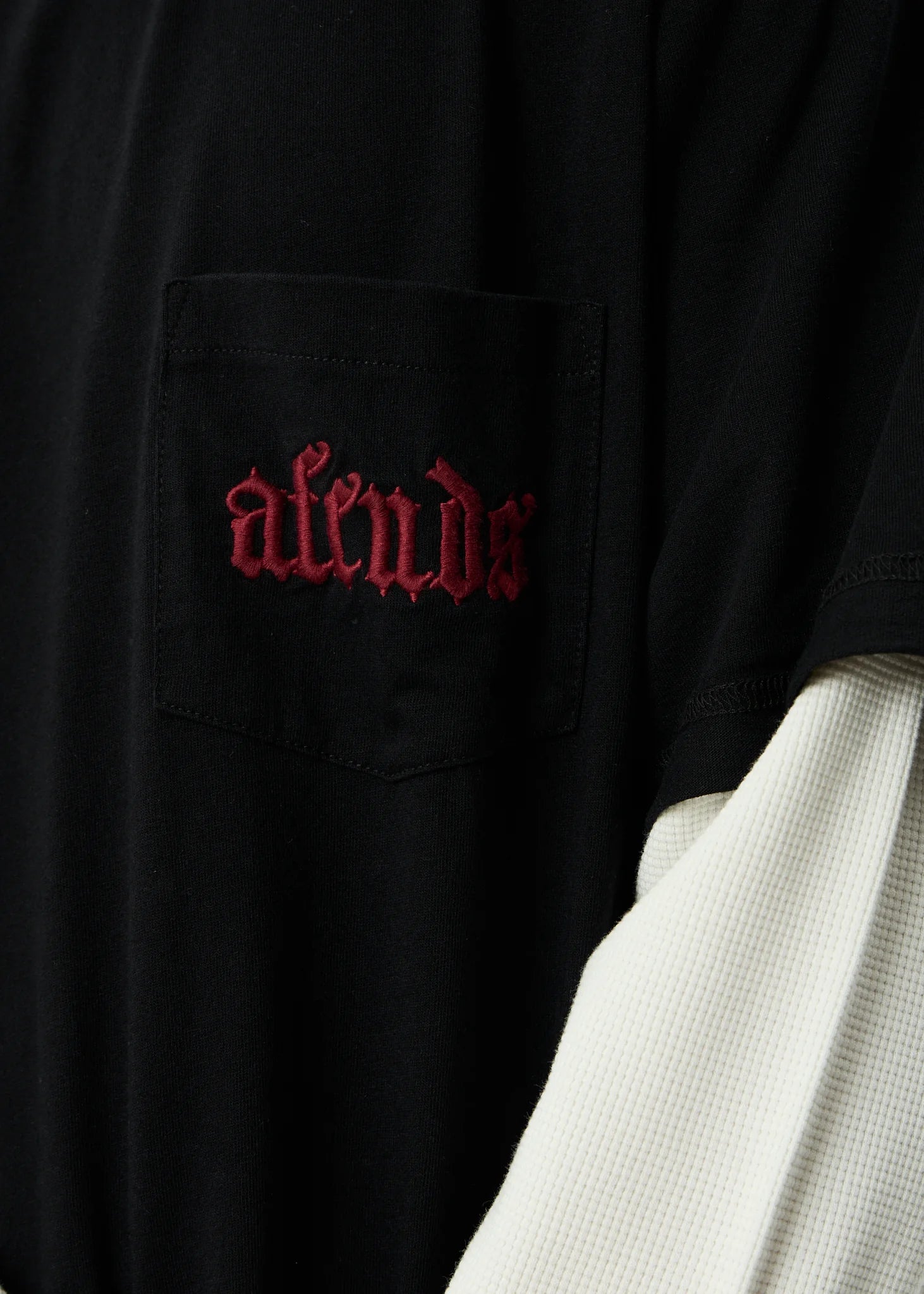 AFENDS // Drop Zone Layered Waffle Boxy Tee BLACK