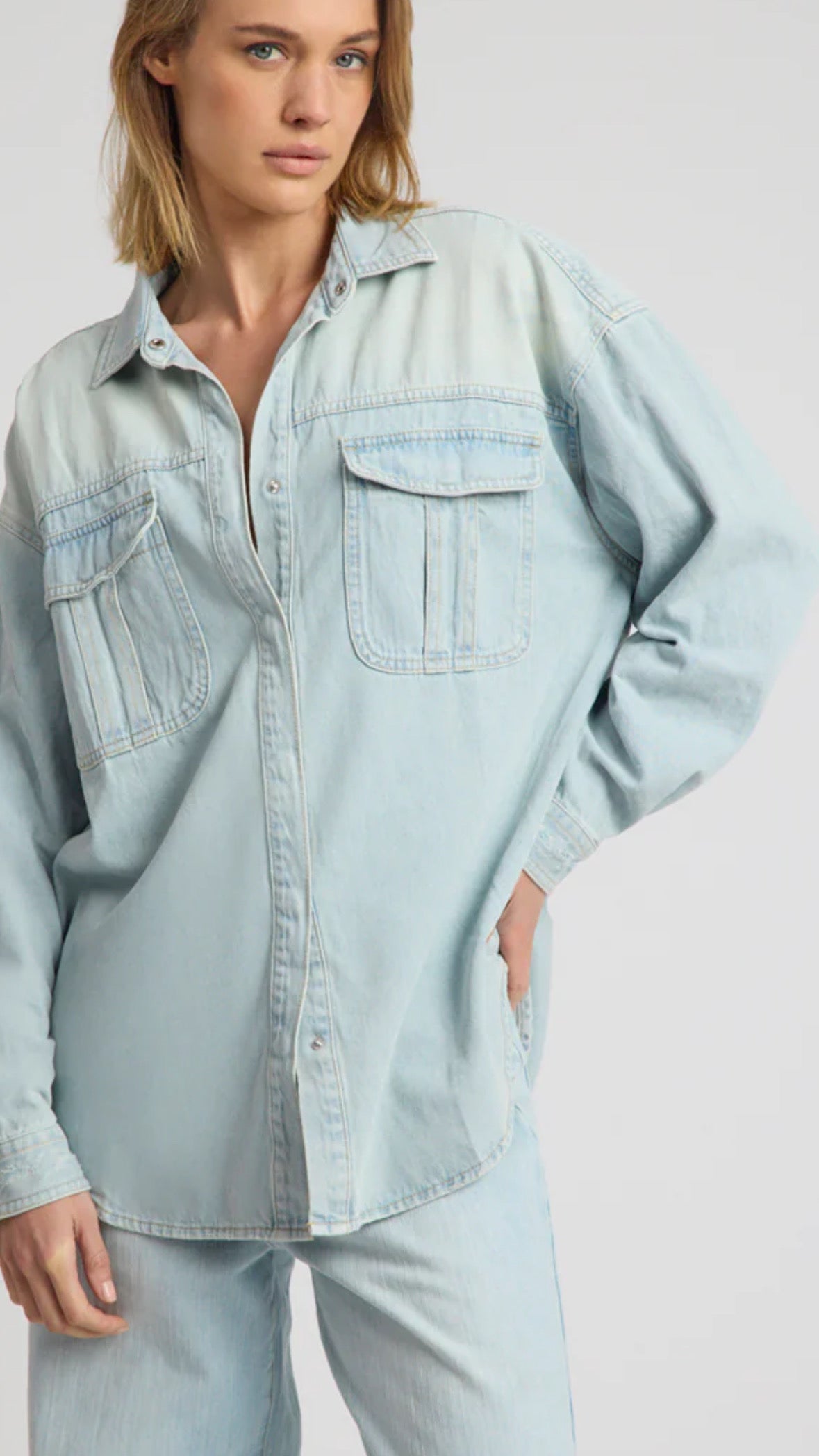ONE TEASPOON // Daydream Heart Denim Shirt SEA BLUE