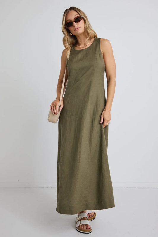RE:UNION LABEL // Easygoing Midi Dress KHAKI