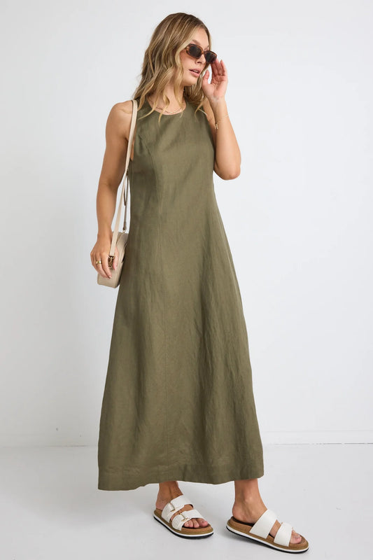 RE:UNION LABEL // Easygoing Midi Dress KHAKI