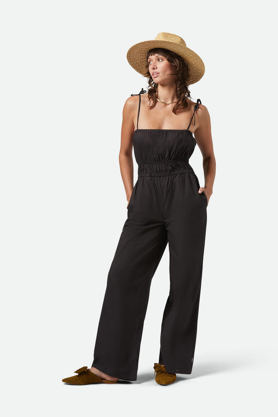 BRIXTON // Eden Smocked Jumpsuit BLACK