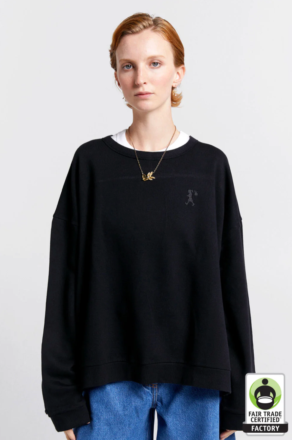 KAREN WALKER // Embroidered Runaway Girl Sweatshirt BLACK