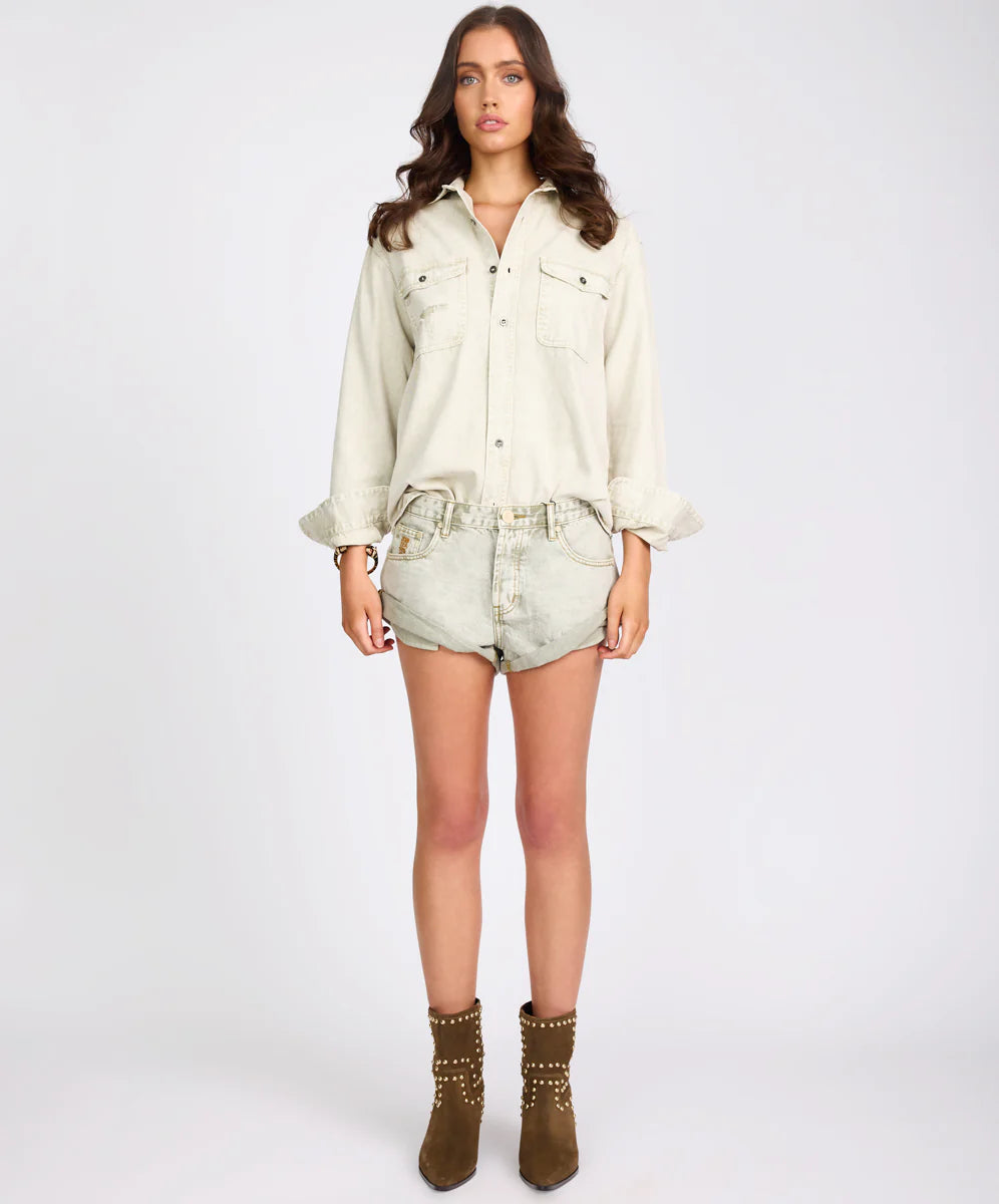 ONE TEASPOON // Everyday Denim Shirt ANTIQUE WHITE