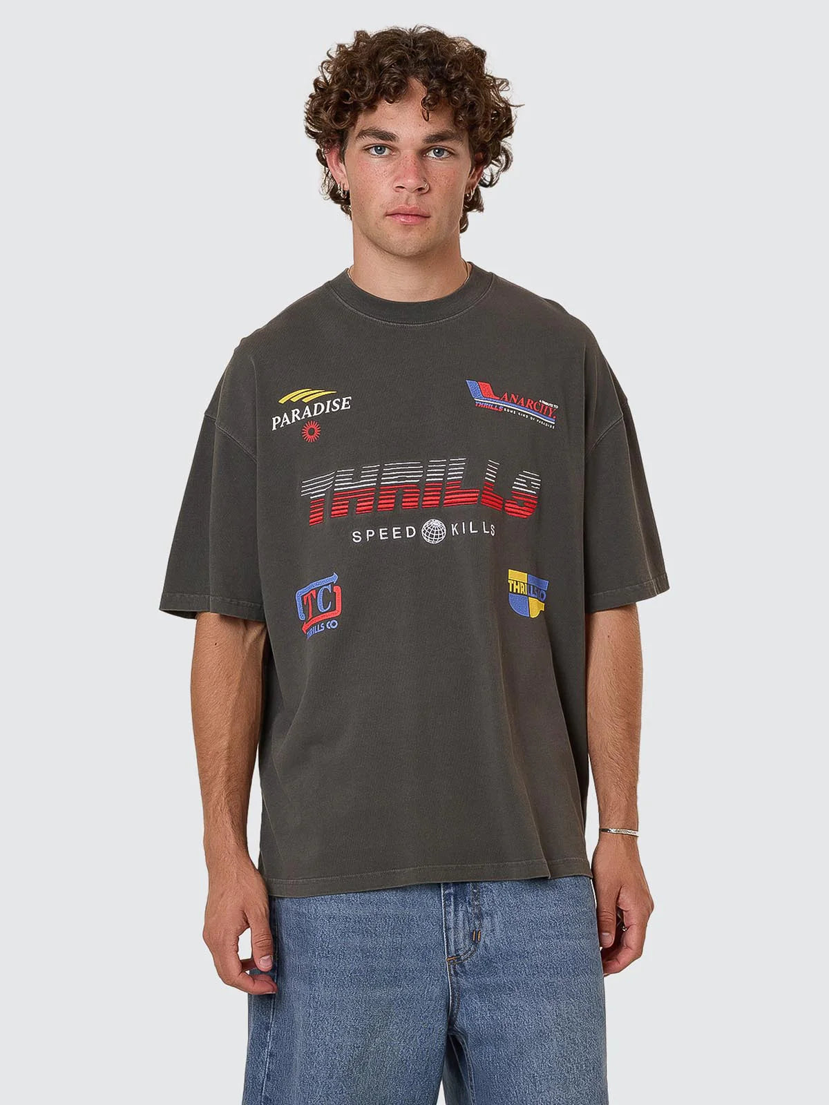 THRILLS // Anarchy In Paradise Box Fit OS Tee BLACK