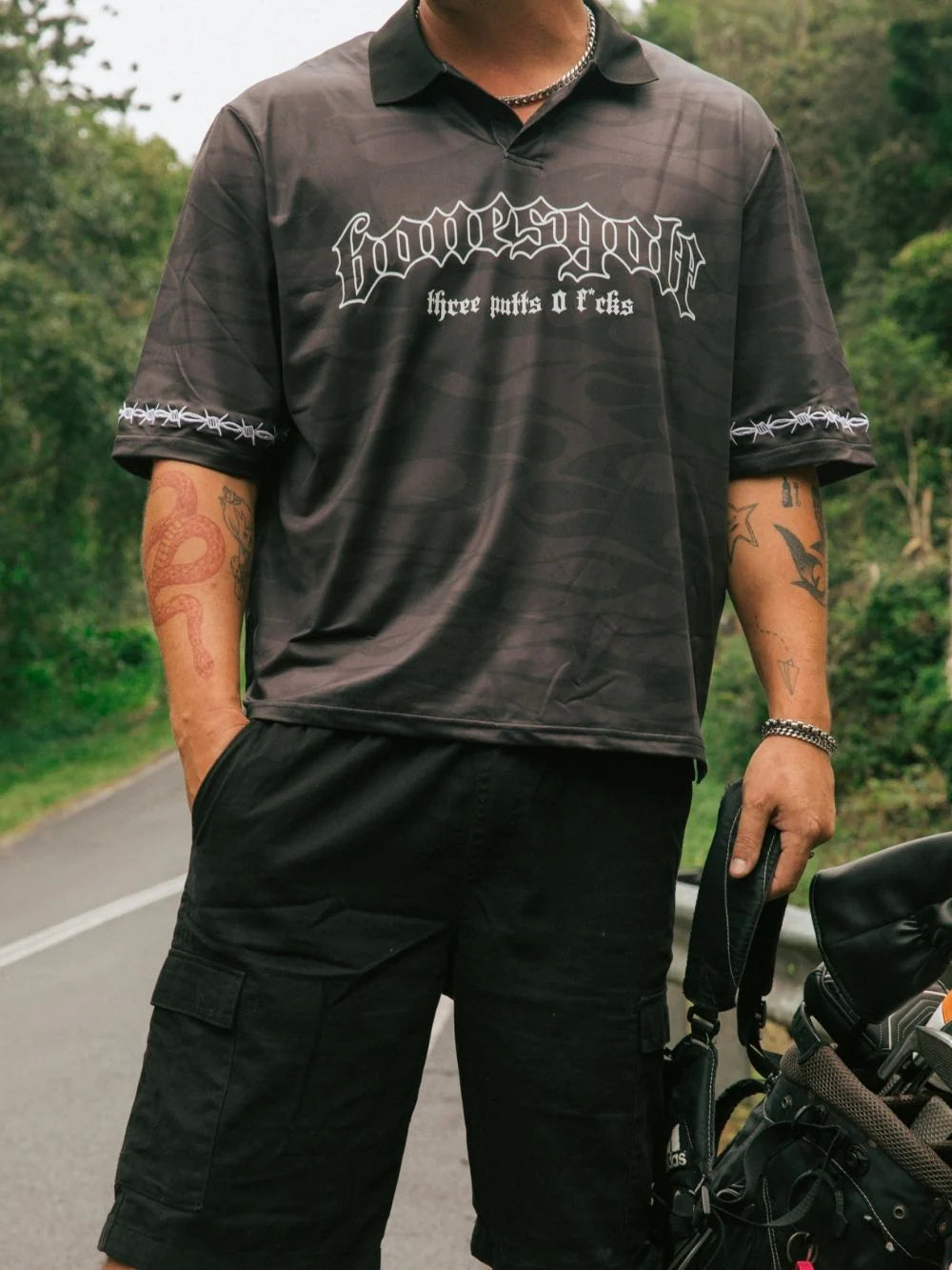 BILLY BONES // Three Putts Polo BLACK