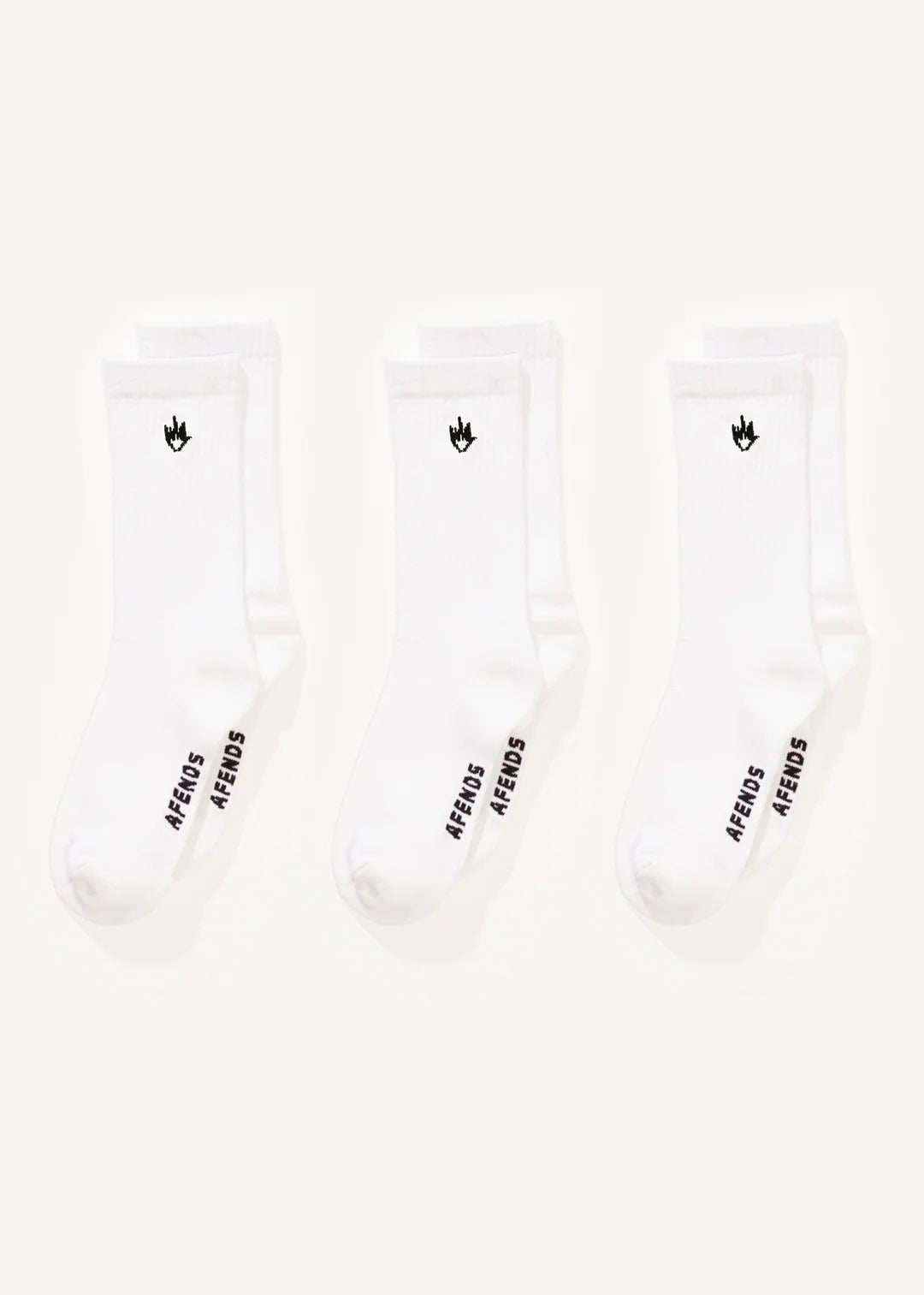 AFENDS // Flame Socks 3Pack WHITE