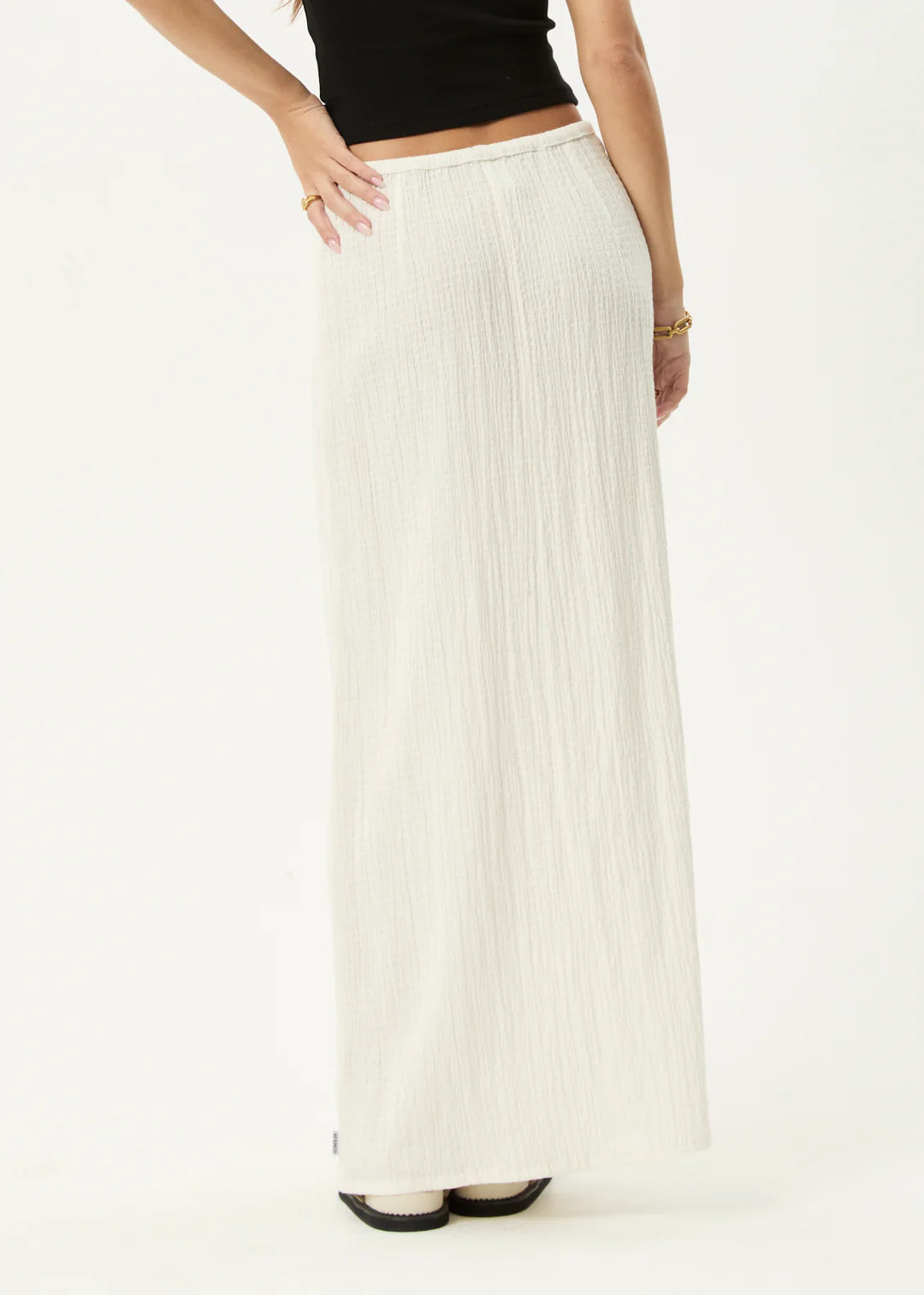 AFENDS // Focus Seersucker Maxi Skirt WHITE