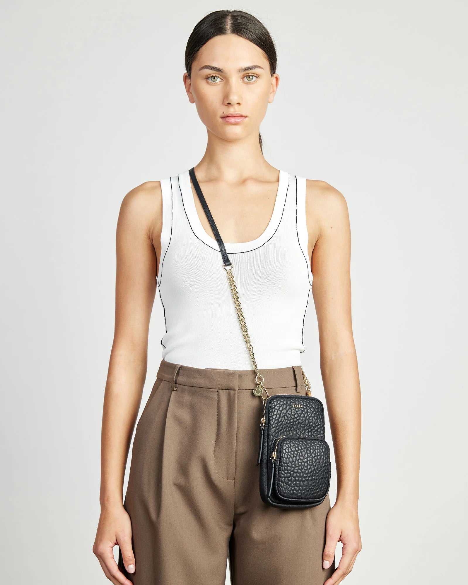 SABEN // Feature Strap GOLD CURB BLACK LEATHER