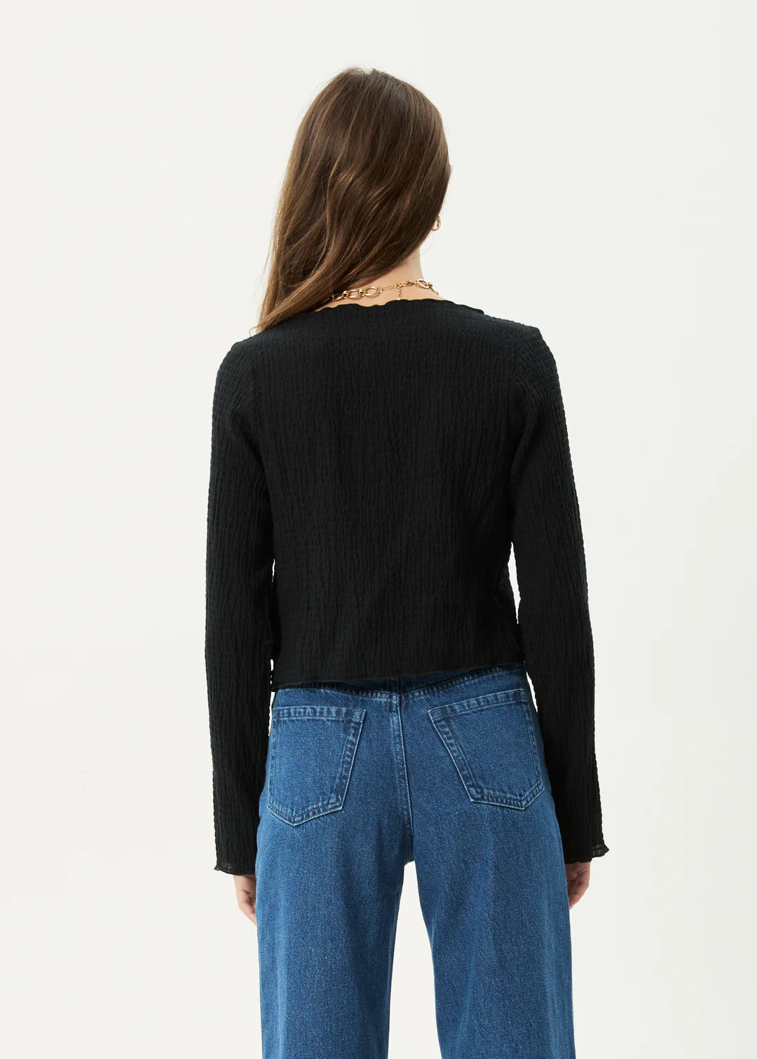 AFENDS // Focus Seersucker LS Top BLACK