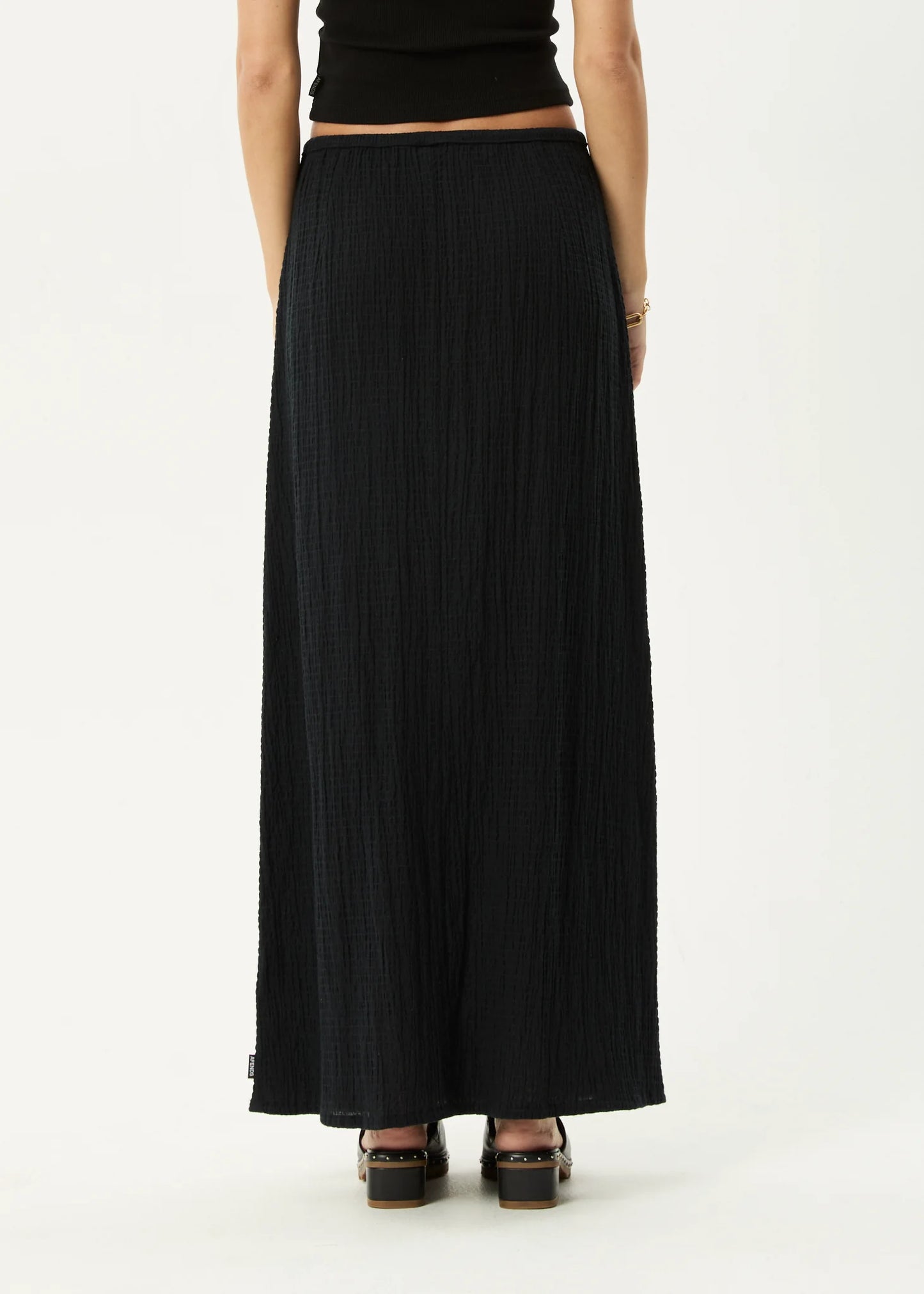 AFENDS // Focus Seersucker Maxi Skirt BLACK