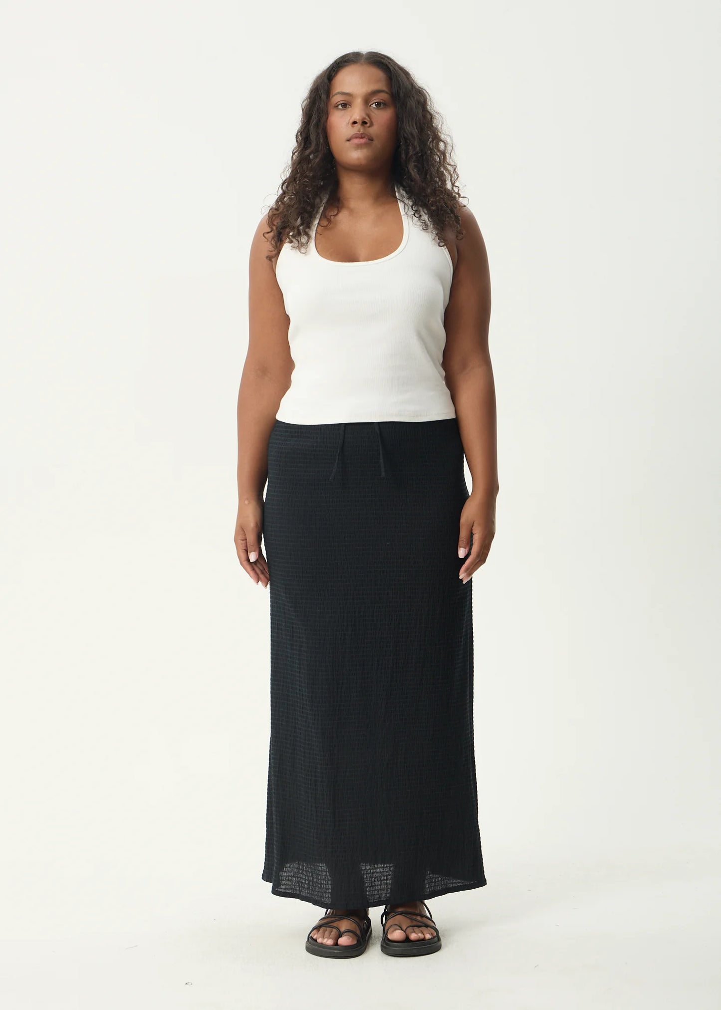 AFENDS // Focus Seersucker Maxi Skirt BLACK