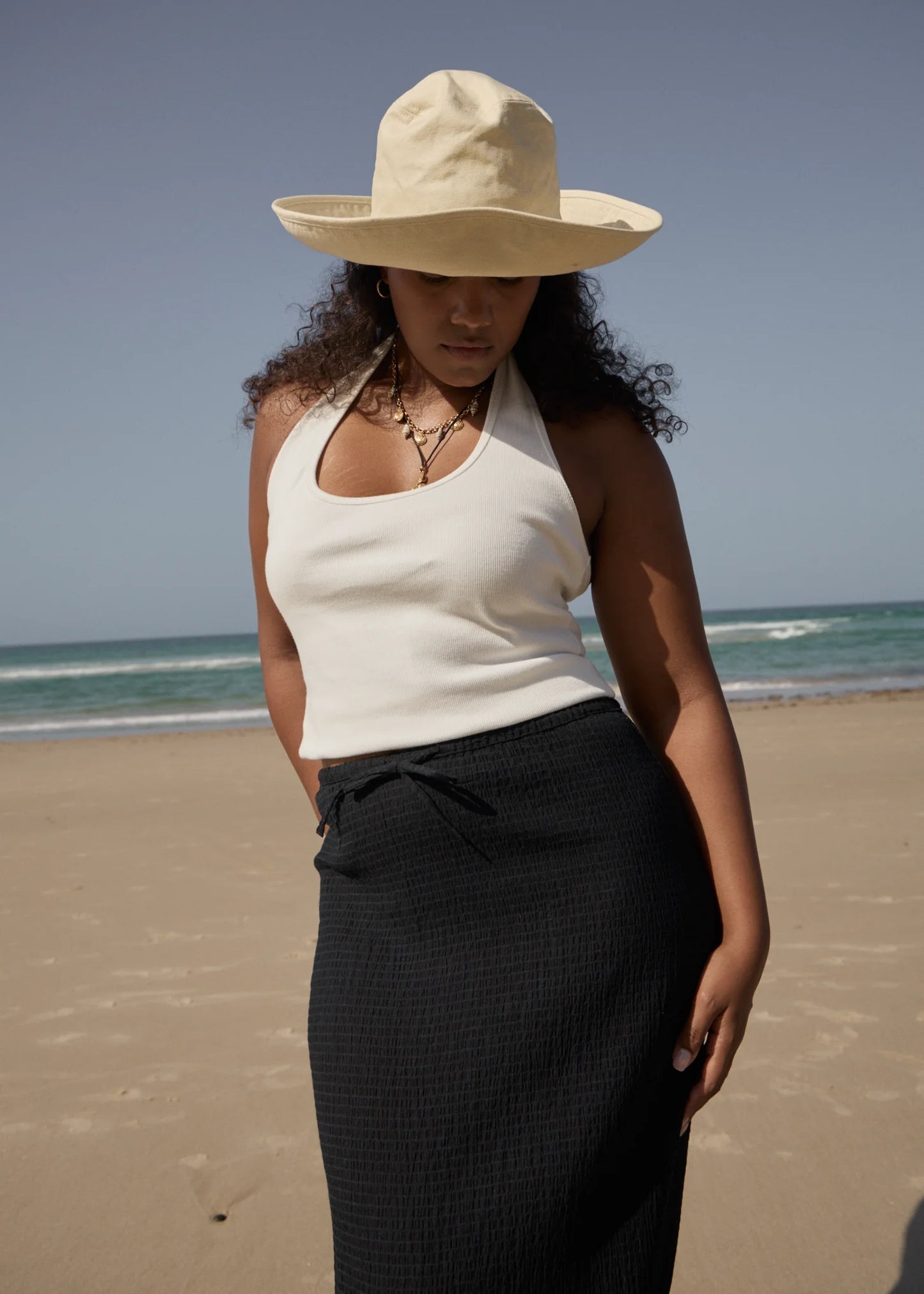 AFENDS // Focus Seersucker Maxi Skirt BLACK