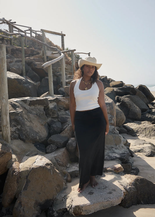 AFENDS // Focus Seersucker Maxi Skirt BLACK