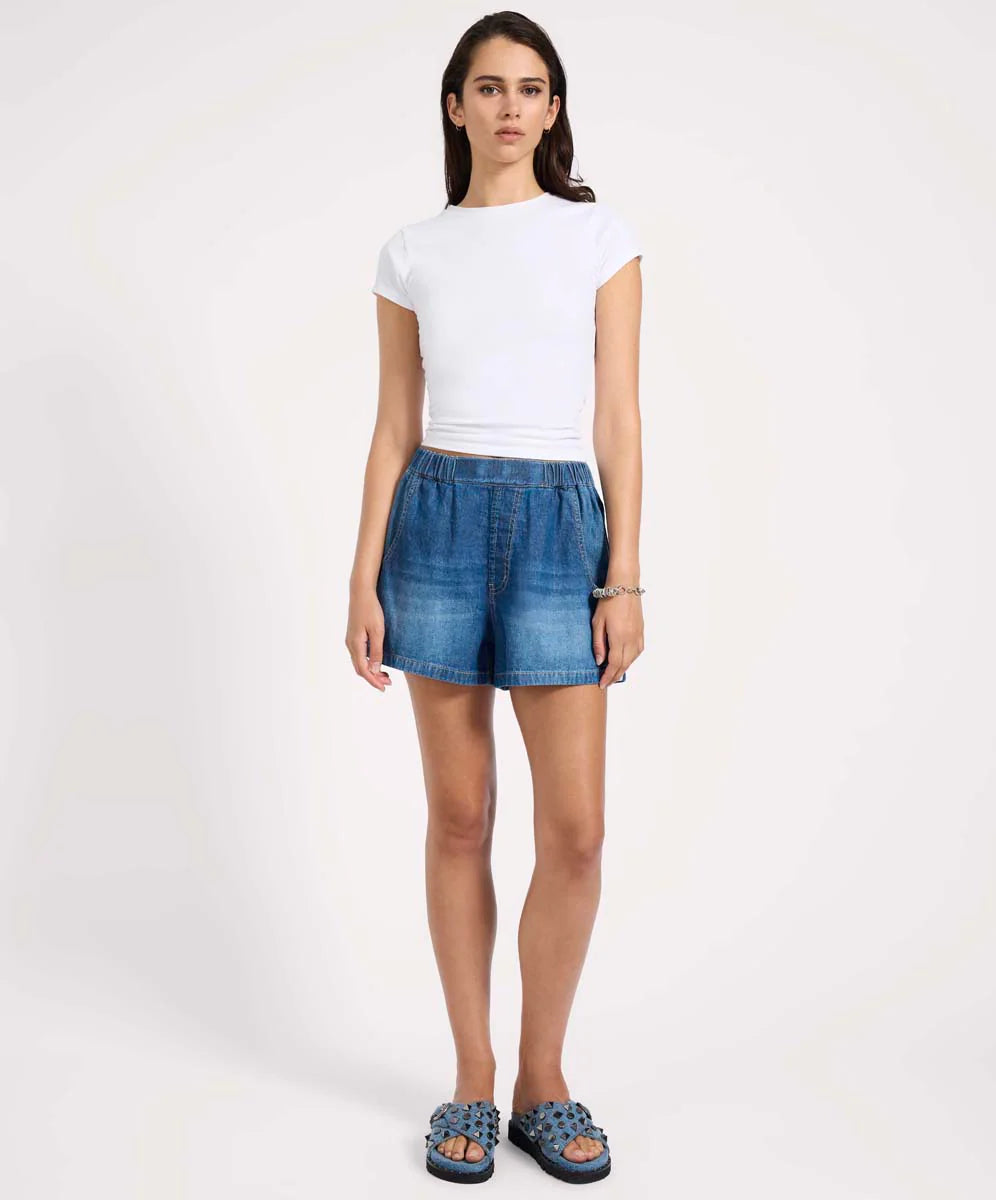 ONE TEASPOON // Funks Hi Waist Elasticated Flippy Denim BLUE PASADENA