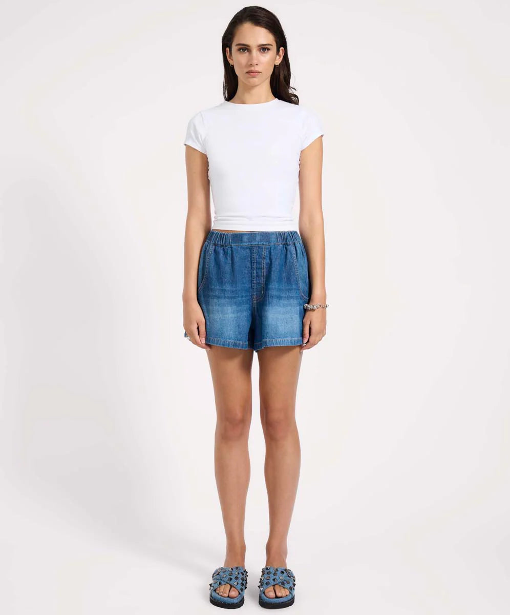 ONE TEASPOON // Funks Hi Waist Elasticated Flippy Denim BLUE PASADENA