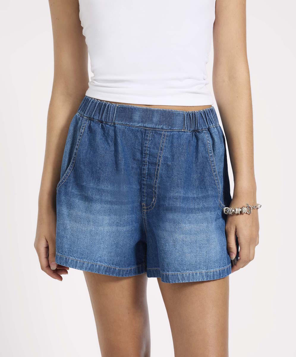 ONE TEASPOON // Funks Hi Waist Elasticated Flippy Denim BLUE PASADENA