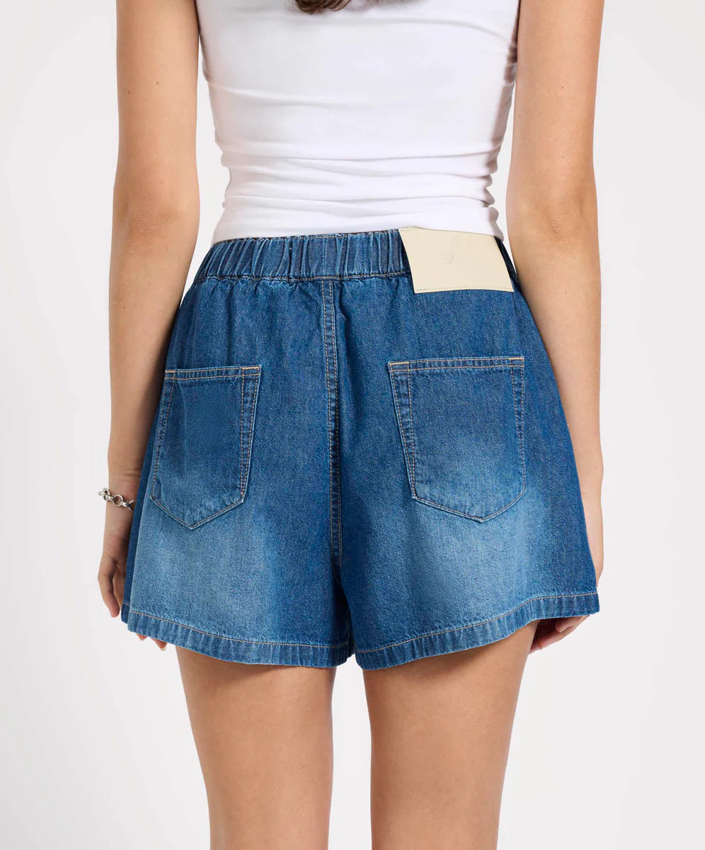 ONE TEASPOON // Funks Hi Waist Elasticated Flippy Denim BLUE PASADENA