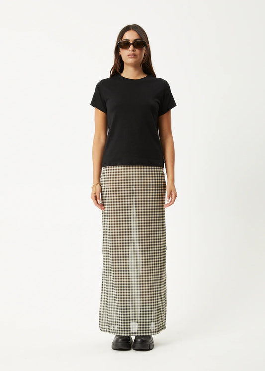 AFENDS // Gambet Sheer Maxi Skirt SAND BLACK