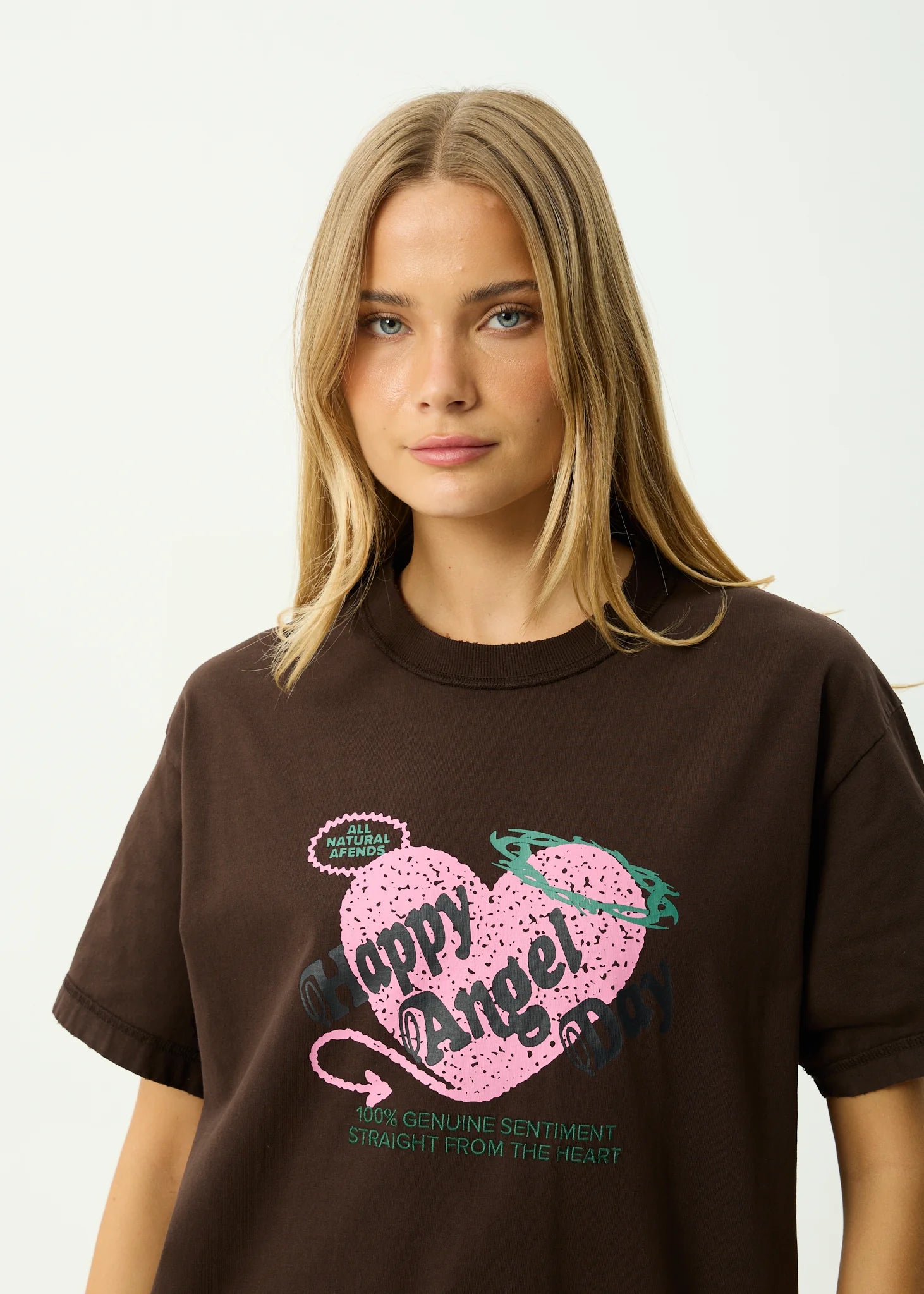 AFENDS // Genuine Sentiment Heavy Box Tee WASHED COFFEE