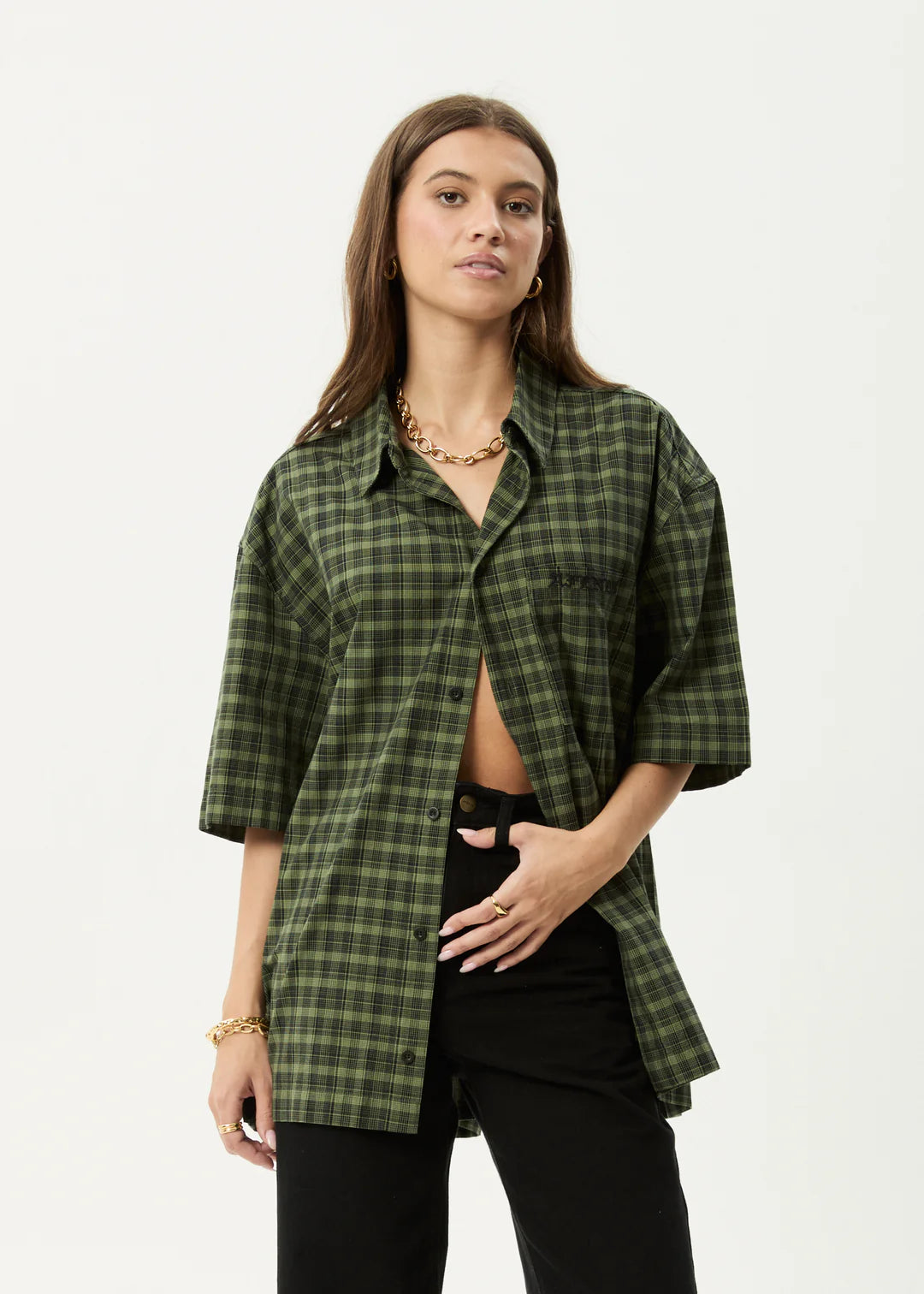 AFENDS // Ghost SS Shirt OIL GREEN