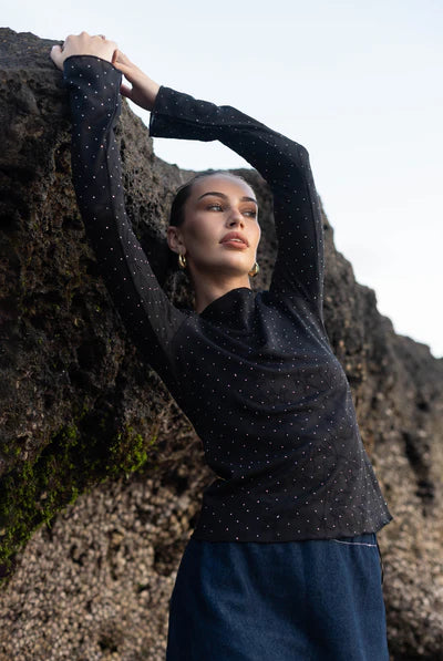 BLAK // Gigi Top BLACK SILVER DIAMANTE