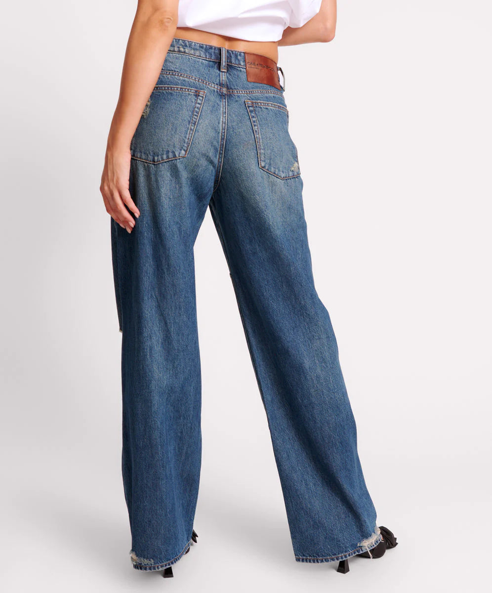ONE TEASPOON // Jackson Utility Mid Waist Wise Leg GRITTY BLUE