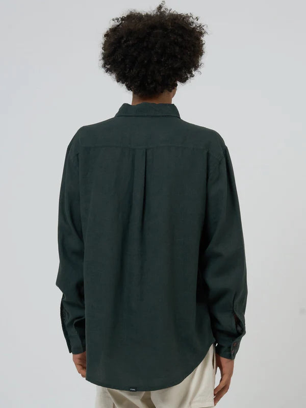 THRILLS // Hemp Minimal Oversize Long Sleeve Shirt DEEP EMERALD